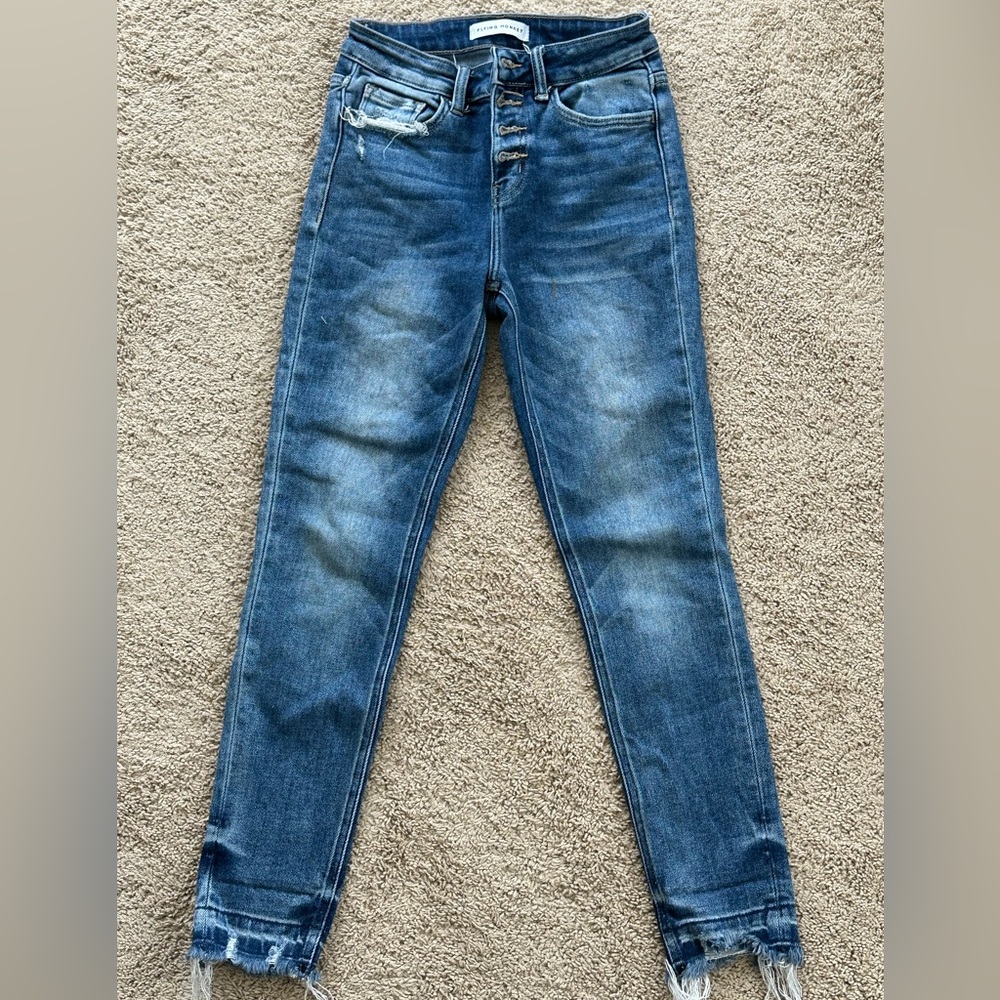 Flying Monkey Midrise Distressed Ankle Skinny Jeans